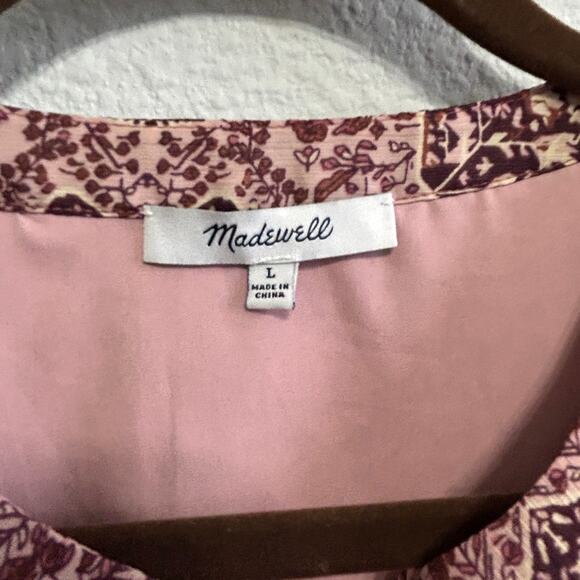 Madewell Kaleidoscope Drawstring Button-Up Blouse Boho Fall Top Size Large - Picture 4 of 9